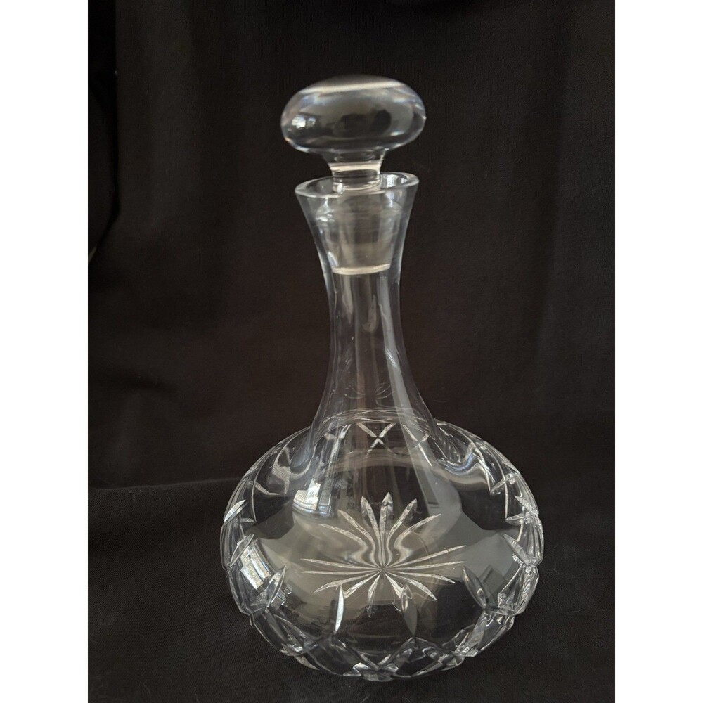 Atlantis Crystal Cut Glass Ship Decanter & Stopper Liquor Hand Blown Holiday